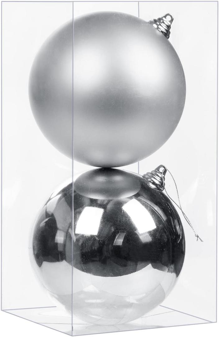 Christmas Ornaments Balls 5.9" Large Christmas Decorations Xmas Tree Shatterproof Big Silver Christmas Ball Ornaments with Hanging Loop for Wedding Holiday Halloween Party Indoor Outdoor Decor 2 Pcs