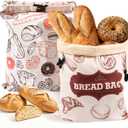 Beeswax Bread BagsExtra Large 2 Pack- 17"13" Reusable Sourdough Bread Bags for Homemade Bread to Keep Fresh (White)