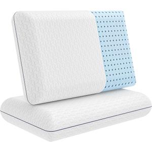 Cooling Gel Memory Foam Pillow - 2-Pack - King Size Bed Pillows For Sleeping - Medium-Firm - Back, Stomach and Side Sleeper Pillow - Shoulder & Back Pain Relief - Washable , Bamboo Viscose Cover