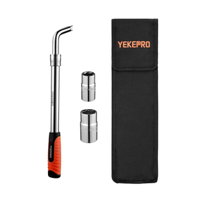 Extendable Lug Wrench with Flip Sockets, 4-Piece Telescoping Tire Tool Kit, Adjustable 15.2" to 20.7", Includes 17/19mm & 21/23mm CR-V Sockets & Storage Pouch.