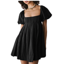 Womens Puffy Sleeve Tie Back Mini Dress Babydoll Ruffle A Line Smocked Cottagecore Y2k Beach Vacation Boho Sundress XL Plus