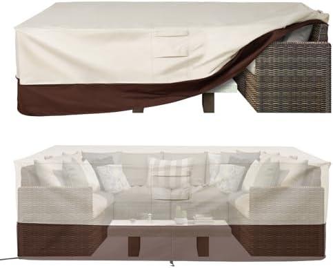 Vailge Waterproof Patio Furniture Set Cover with Padded Handles, Patio/Outdoor Table Cover, Patio/Outdoor Dining Rectangular Table Chairs Cover(Large,Beige & Brown) Vailge Waterproof Patio Furniture Set Cover with Padded Handles, Patio/Outdoor Table Cover, Patio/Outdoor Dining Rectangular Table Chairs Cover(Large,Beige & Brown)
