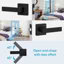 Estmoon 2 Pack Passage Door Levers, Matte Black Door Knobs Interior Square Door Handles, Heavy Duty Non-Locking Leversets Hall Closet Handles, Reversible for Right & Left Sided Doors