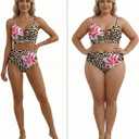 Herseas Womens 2 Piece High Waisted U Wire Bikini Set Floral Print Swimsuit Crisscross Back Bathing Suit Beach Swimwear (L)