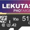 512GB Micro SD Card, microSDXC UHS-I Flash Memory Card TF Card, High Speed 100MB/s, C10, U3, A2, V30, for Full HD, 4K UHD Video Recording