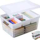 MACOPRO 17 QT Plastic Storage Box with Removable Tray, Bins with Lids, Clear Storage Container for Craft Supplies, Beads, Tools, Sewing, and Playdoh Organization (White, 1Pack-17QT)
