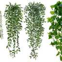 BLEUM CADE Fake Hanging Plants Mixed Set, 4pcs Artificial Hanging Plant, Faux Hanging Potted Plants Greenery for Wall Shelf Home Living Room Indoor Outdoor Decor