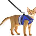 Cat Harness and Leash for Walking, Kitten Escape Proof Harnesses, Adjustable Reflective Puppy Harness with Leashes Set, Easy Adjustable Soft net Breathable Pet Safety Vest (S (Chest: 9" - 11"), Blue)