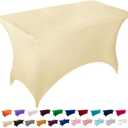 Peomeise 4FT Spandex Table Cover Rectangular Stretch Spandex Tablecloth (Champagne,4FT)