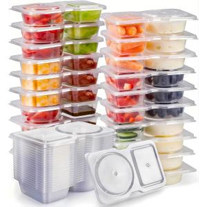 Reusable Snack Containers with Lids: Snack Pack Containers 20Pcs - Snackle Box Container Portion Control - Meal Prep Containers - Double Compartment Snack Containers for Travel - Camping Essentials