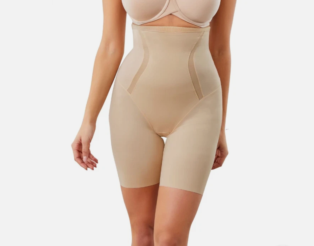 New Thigh Slimmer Maidenform Firm Foundations Hi-Waist Latte DM5001 MSRP-2XL