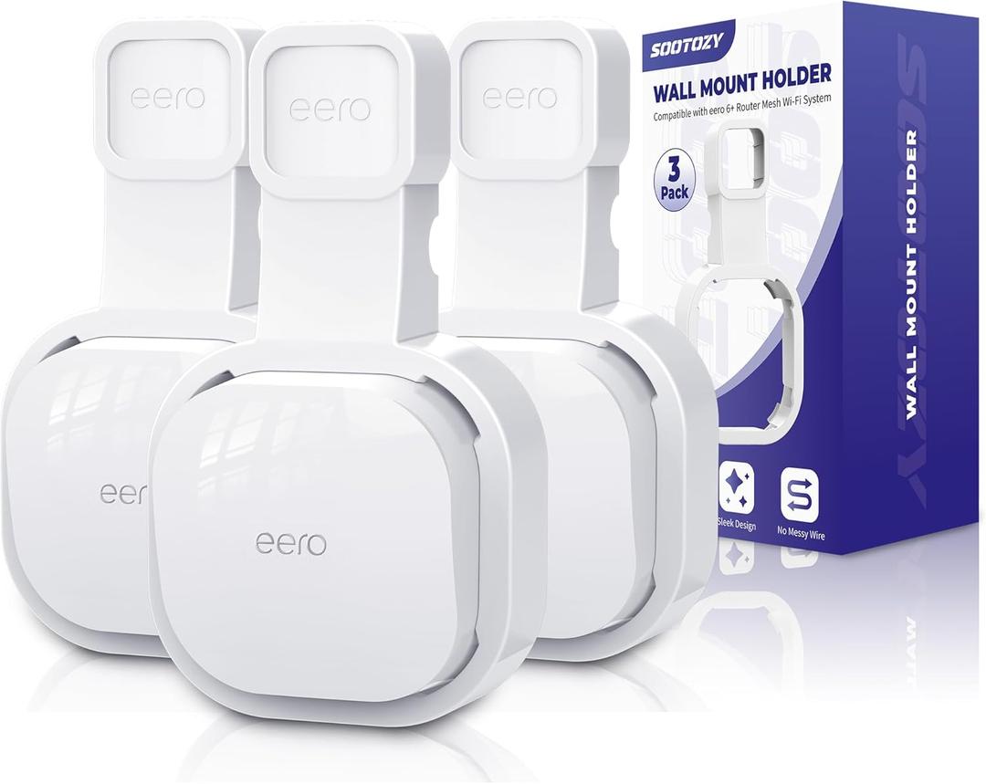 Wall Mount Holder for eero 6 and for eero 6+ Router Mesh Wi-Fi System No Messy Wires, Space-Saving Outlet Wall Mount Holder for eero 6 Plus Extender, Stand Bracket for eero 6+ (White-3pcs)