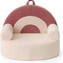 Blissful Diary Toddler Chair Comfy, Foam Kids Chair with Soft Teddy Plush, Toddler Reading Armchair with Cute Arclet Designs- Light Cream