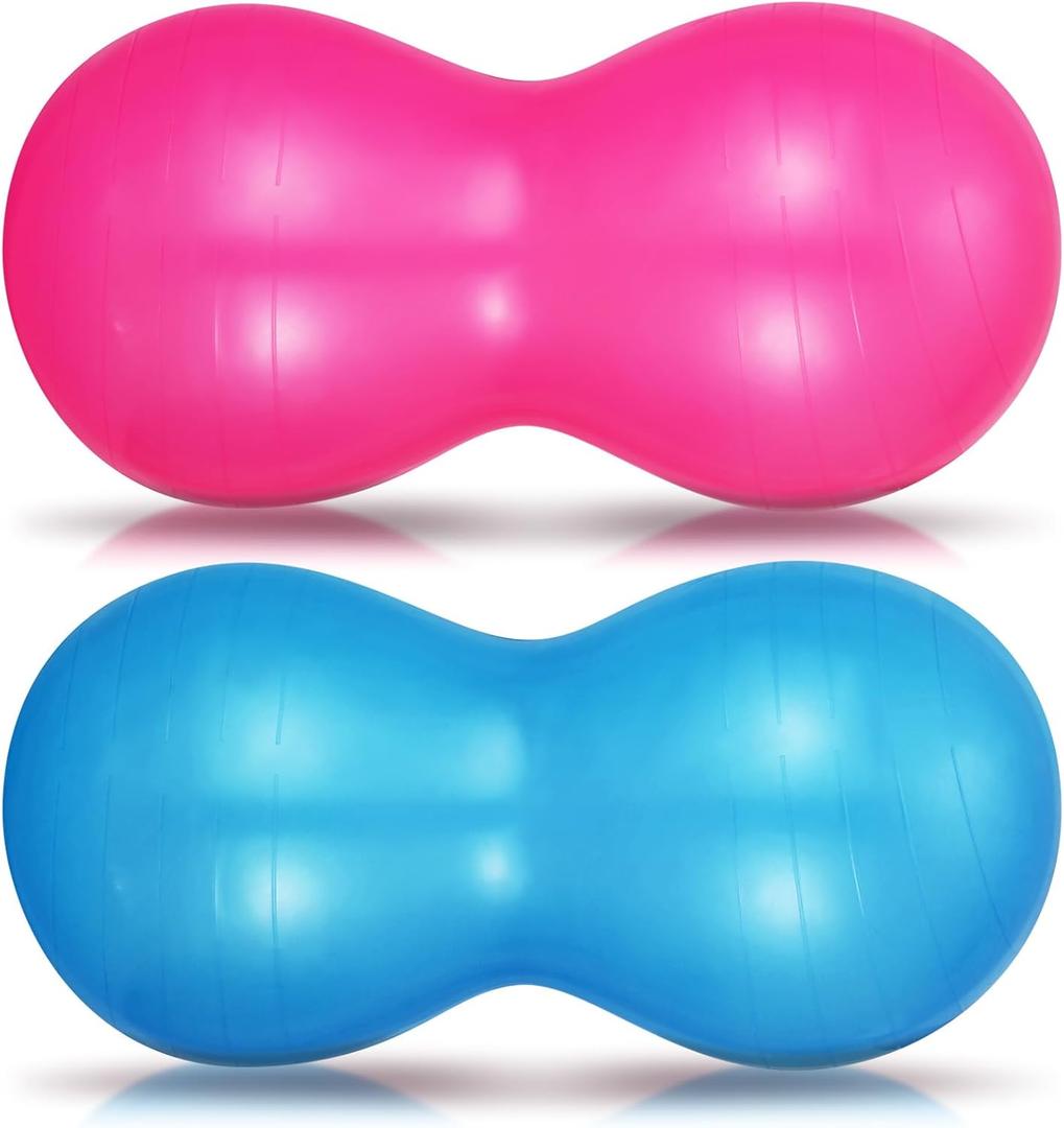 Wettarn 2 Pcs Peanut Ball Peanut Exercise Ball Pregnancy Yoga Stability Fitness Earthnut with Pump for Labor Birthing, Core Strength Training