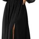 SHESTARR Women's Plus Size Dress Chiffon Long Sleeve Cowl Neck Wedding Guest Cocktail Party Maxi Dress, 2XL