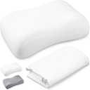 Cooling Sleep Cervical Neck Pillowcase (Only Pillowcase) Breathable Cold Pillow Cover for Side & Back Sleepers Orthopedic Cervical Shape(White)