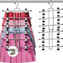 DAMITA Skirt Pants Hangers with Clips Space Saving Hanging Closet Organizer 6 Tiers Hanger with 360 Swivel Hook, Finger-Safe Design- College Dorm Room Apartment Essentials 1-Pack