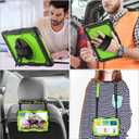 SEYMAC stock Case for Samsung Galaxy Tab A9 8.7'', Full-Body Drop Protection Case with Screen Protector Pencil Holder [360 Rotating Hand Strap] &Stand, Green+Black