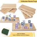 Double 12 Mexican Train Dominoes Set for Adults with 8PCS Wooden Holders, 9 Train Markers, 91 Color Dot Tile Dominos in Tin Box & Hub - Classic Family Board Game Set Party Toy Gift for Kids