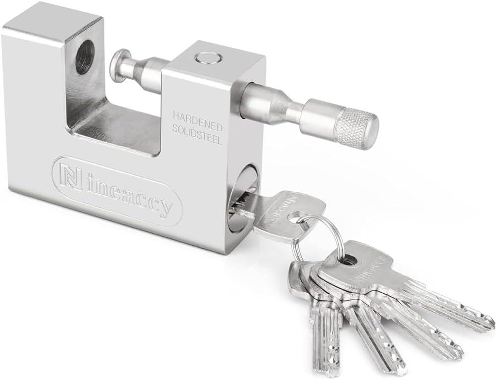5 Keys Super Silver Heavy Duty Padlock Lock for Garage Warehouse Shipping Container