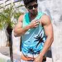 Mens Beach Tank Tops Sleeveless Shirts for Men Summer American Flag Print Graphic Mens Workout Gym Shirts Palm Tree Tops (M)