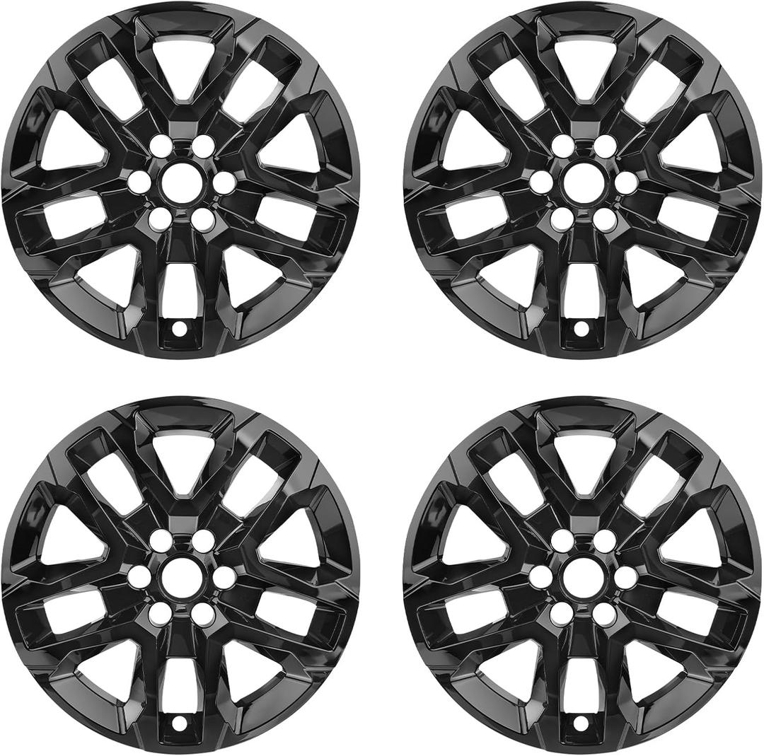 Wheel Skins Compatible with Chevy Traverse 2018 2019 2020 2021 2022 2023 18-inch Wheel Covers Glossy Black Set of 4 Pcs