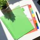 XUCHUN 8-Tab Binder Dividers with Pockets, Plastic Tab Dividers for 3 Ring Binder Organizer,3 Hole Sheet Protectorsh for US Letter Size in 0.5,1,2,3 inch Binders6 Sets (Multicolor)