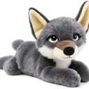 KUUDESOXX Lying Down Wolf Stuffed Animal- Your New Snuggly Companion for Hugs and Bedtime - A Joyful Addition to Any Room