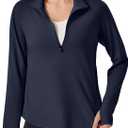 UPF 50+ Hiking Shirt for Women - 1/4 Zip Long Sleeve Sun Protection Top Lightweight & Quick Dry for Trail Running, M