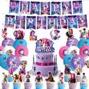 For K Pop Demon Hunters Party Supplies,62 PCS Birthday Decorations Set Include Banner, Balloons,Hanging Swirls,Cake Cupcake Toppers for Boys Girls Hunters Theme Party