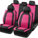Road Comforts Car Seat Cover, Leather Car Seat Cover Full Set, Automotive Seat Covers, Airbag Compatible Universal Fit for Most Cars (Hot Pink)