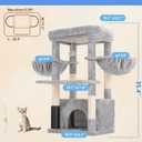 Hey-brother Cat Tree Tower with Extra Large Platform, Spacious Condo, 2 Cozy Hammocks, Self-Grooming Brush, Sisal Scratching Posts for Big Indoor Adult, Maine Coon, 35.4 Inches, Light Gray MPJ060W