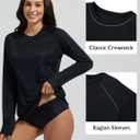 baleaf Rash Guard for Women Swim Shirts UPF 50+ UV Sun Protection Long Sleeve Swimsuit Top Zipper Pocket Thumbhole (Black, M)