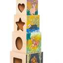 Manhattan Toy Enchanted Forest 12-Piece Wooden Stacking Counting Sorting Toy Blocks with Solid Wood Cutout Shapes