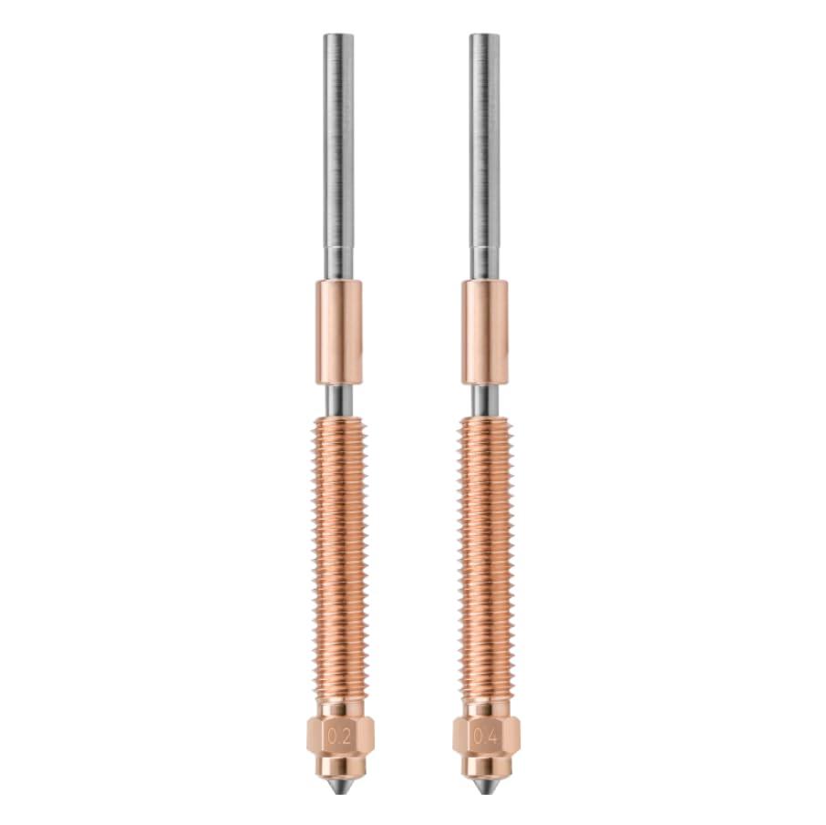 3 x K2 Plus Nozzles 0.2mm*0.4mm 2PCS, Unicorn K2 Quick-Swap Nozzles with Titanium Alloy Heat Break, Copper Alloy and Hardened Steel Nozzle, High Flow Nozzles Kit for K2 Plus 3D Printer