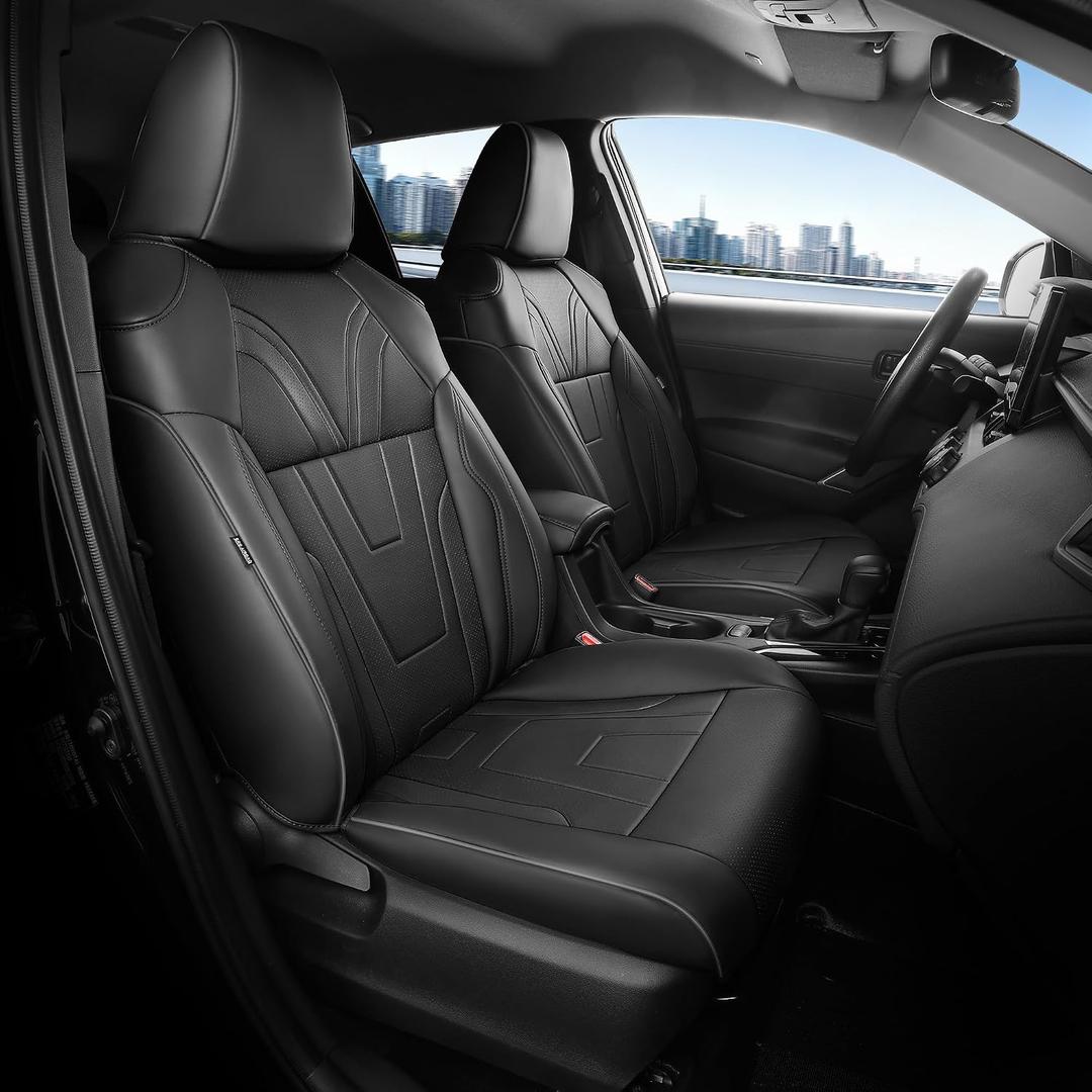 for Toyota Corolla Cross Seat Covers L LE XLE 2021 2022 2023 2024 2025 2026, Custom Seat Covers Full Set, Luxury Leather Seat Cover for SUV, Waterproof Car Seat Cover, Black Not for Hybrid
