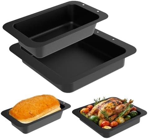 PETKAO Baking Pan for Ninja B30509/ B30408 Foodi Neverstick, Non-Stick Baking Sheet/ Bread Loaf Pan for Ninja Bakeware Set, with 9 x 5 inch Loaf Pan & 8 x 8 inch Square Cake Pan, Dishwasher Safe, 2PCS