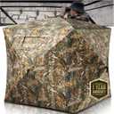 HUNTSEN Hunting Blind 270 Degree See Through Ground Blind - 2-3 & 3-4 Person Pop Up Deer Blind for Hunting with Carrying Bag - 300D Reinforced Portable Durable Blind for Turkey and Deer