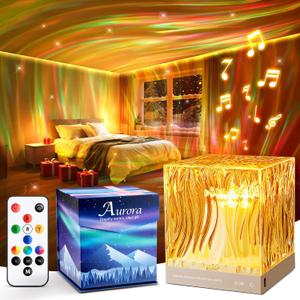 Aurora Light Projector for Bedroom,White Noise Sound Machine for Sleeping Adults+18 Colors+Bluetooth Music+Remote Control Northern Lights Projector Ambient Lighting,Cool Things for Teen Girl Gift (Yellow)