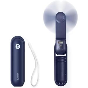 JISULIFE Portable Handheld Fan, Mini Personal 3-In-1 with Power Bank&Flashlight, 12-19 Hrs USB Rechargeable Battery Pocket Fan for Travel/Summer/Vacation/Concert, Essential Gifts for Men/Women-Blue