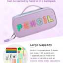 Amersun Large Capacity Pencil Case Pouch for Girl, Student, Women, Teen - Multi-Compartment, High Storage, Marker Pen Stationery Box Bag Organizer Holder for School College Office (Purple)