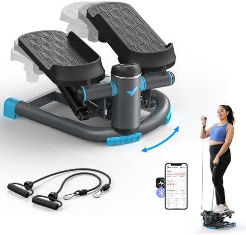 MERACH Mini Stepper for Exercise, Twist Stair Stepper 330LBS Capacity, Stepper Exercise Equipment with Resistance Bands for Full Body Workout at Home