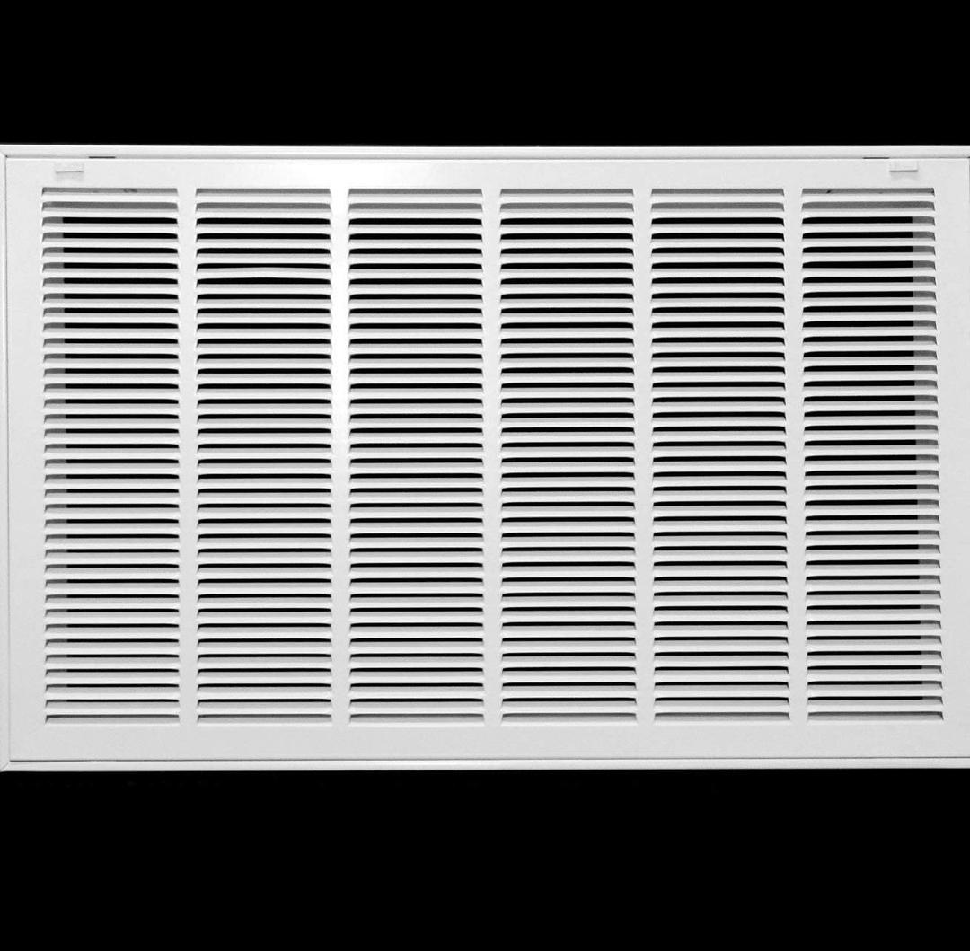 34" X 18" Steel Return Air Filter Grille for 1" Filter - Easy Plastic Tabs for Removable Face/Door - HVAC Duct Cover - Flat Stamped Face -White [Outer Dimensions: 35.75w X 19.75h]