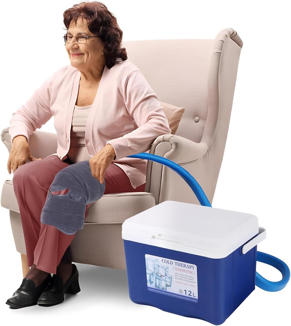 Cold Therapy Machine, Ice Therapy System for Shoulder and Knee After Surgery Recovery, Cryotherapy Freeze Kit for Knee Replacement, Large Capacity Ice Machine with Quiet Pump