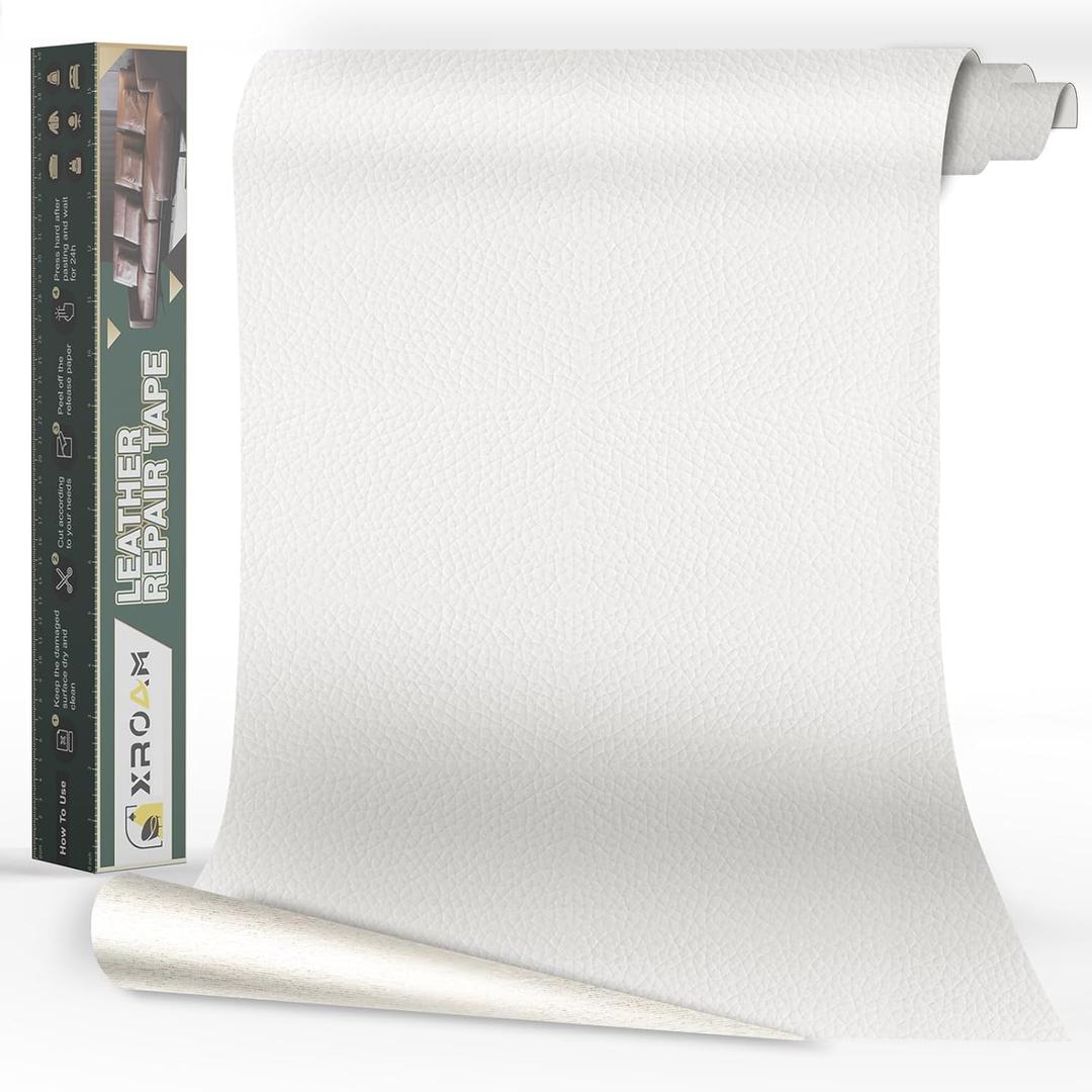 Leather Repair Tape, 23.6x79 inch Leather Patches for Furniture, Self Adhesive Leather Repair Patch for Sofas, Couches, Leather Covers, Seats, Chairs, Vinyl Repair Tape White