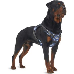 Auroth Tactical Dog Training Harness No Pulling Front Clip Leash Adhesion Reflective K9 Pet Working Vest Easy Control for Dogs Blue Camo XL