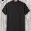 Verdusa Men's Vintage Graphic Tees Summer Streetwear Drop Shoulder T Shirts (Black, S)