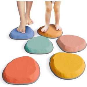 ZICOTO Fun Stepping Stones for Kids Engaging Indoor & Outdoor Activity for Toddlers | Non-Slip Balance & Coordination Obstacle Course | Sensory Play Set of 6 for Ages 1-4, 7.8x7.8x1.1 Inches