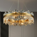HOOMEDELIER 31.5" Modern 16-Light Round K9 Crystal Chandelier - Gold Dimmable Pendant Light for Dining Room, Living Room & Kitchen Island