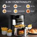 Kiseely Air Fryer, 6 QT Air Fryers with Glass Touch Screen, Clear Windows, 10-in-1 Stainless Air Fryer Oven with Auto Shut-Off Time & Temperature Control for Roast, Bake, Broil, Keep Warm (BQ1)
